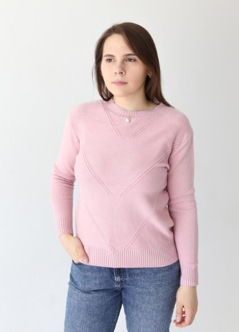 Светло-розовый демисезонный свитер женский светло-розовый прямой с узором JEANSclub Прямая