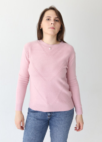 Светло-розовый демисезонный свитер женский светло-розовый прямой с узором JEANSclub Прямая