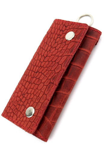 Ключница кожаная с карабинами Lika (красный крокодил) HandyCover однотонная красная натуральная кожа