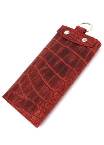 Ключница кожаная с карабинами Lika (красный крокодил) HandyCover однотонная красная натуральная кожа