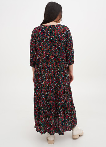 Черное кэжуал платье клеш Xuelixiang с цветочным принтом