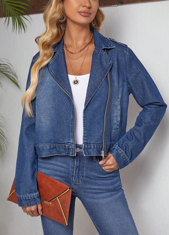 Синя демісезонна куртка косуха SHEIN