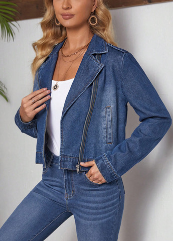 Синя демісезонна куртка косуха SHEIN