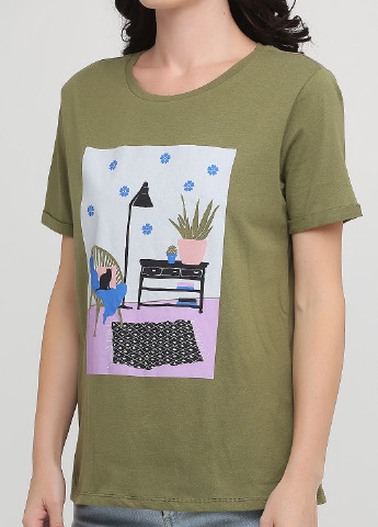 Хаки (оливковая) летняя футболка Colin's