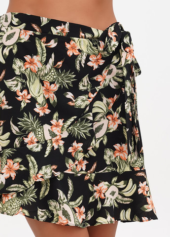 Черная кэжуал цветочной расцветки юбка H&M на запах