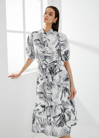 Черно-белое кэжуал платье клеш KOTON с рисунком