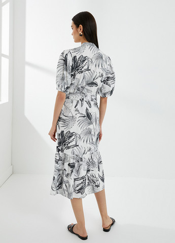 Черно-белое кэжуал платье клеш KOTON с рисунком