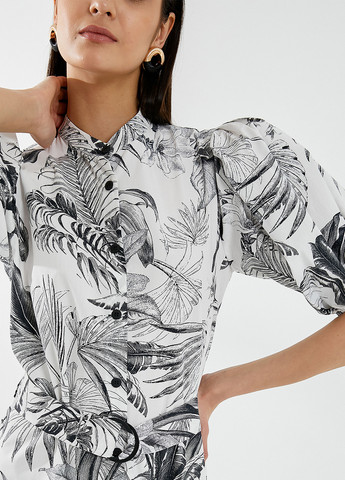 Черно-белое кэжуал платье клеш KOTON с рисунком