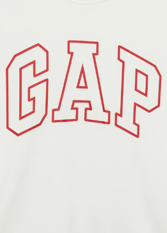 Свитшот Gap - Прямой крой логотип белый кэжуал хлопок, футер - (256996612)