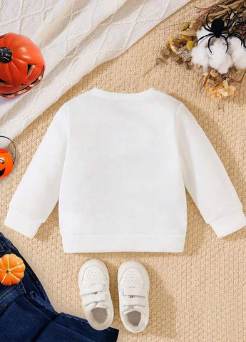 SHEIN світшот малюнок білий кежуал поліестер