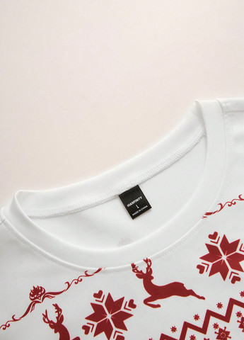 Белый демисезонный кэжуал лонгслив SHEIN новогодний