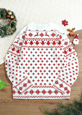 Белый демисезонный кэжуал лонгслив SHEIN новогодний