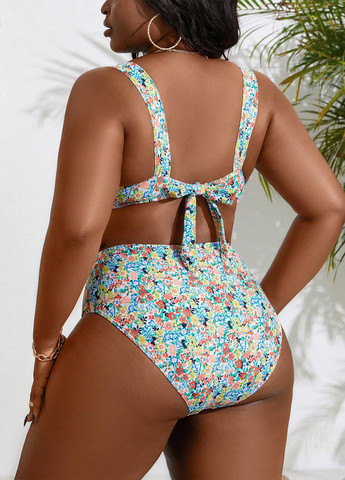 Комбінований літній купальник (ліф, трусики, парео) балконет, роздільний SHEIN