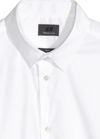 Белая классическая рубашка однотонная H&M
