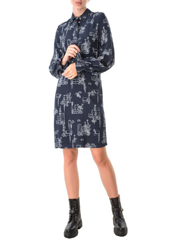 Синя кежуал сукня Trussardi Jeans з абстрактним візерунком