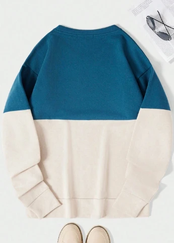 Комбінований світшот SHEIN колор блок без декору (308796963)