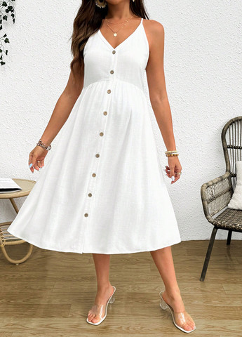 Белое праздничный, кэжуал платье а-силуэт SHEIN однотонное