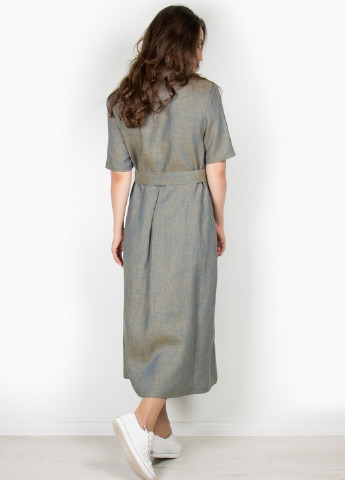 Оливковое кэжуал платье рубашка O`zona milano меланжевое