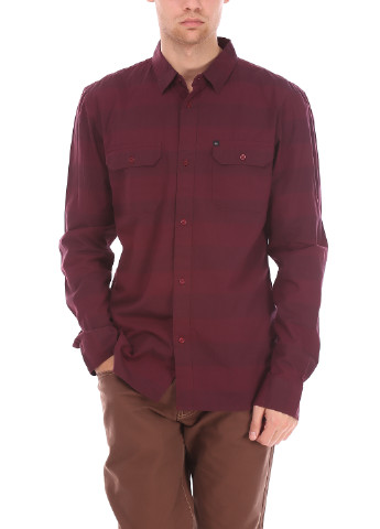 Бордовая кэжуал рубашка в полоску Quiksilver с длинным рукавом