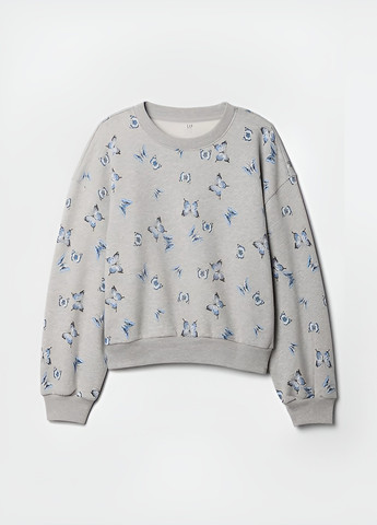 Gap свитшот бабочки серый кэжуал флис, хлопок