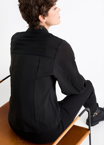 Черная кэжуал рубашка однотонная C&A