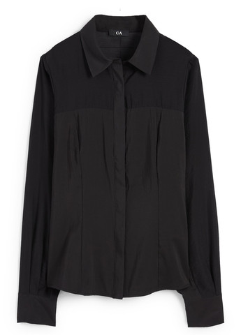 Черная кэжуал рубашка однотонная C&A