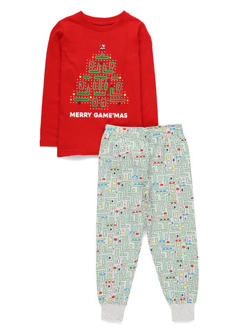 Красная зимняя пижама (лонгслив, брюки) Primark