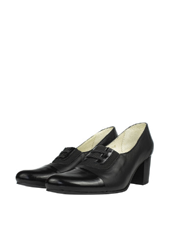 Черные женские классические туфли со шнуровкой на среднем каблуке украинские - фото