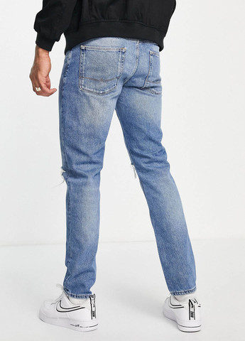 Голубые демисезонные зауженные джинсы Asos