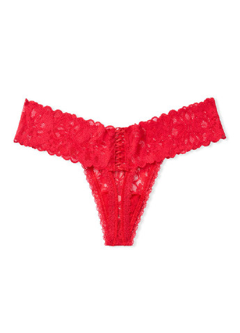 Труси Victoria's Secret стрінги однотонні червоні повсякденні мереживо, поліамід