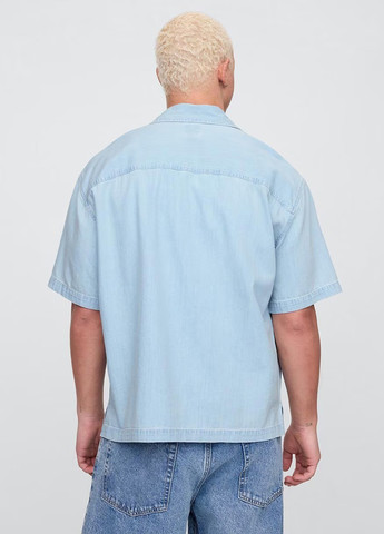 Голубой джинсовая рубашка однотонная Gap
