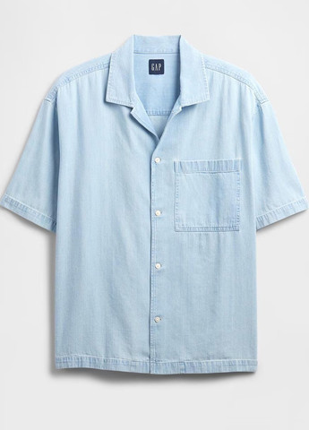 Голубой джинсовая рубашка однотонная Gap