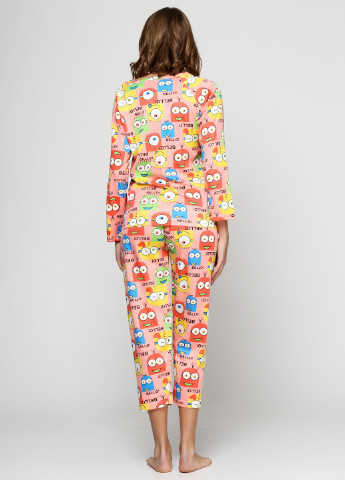 Персиковая всесезон пижама (лонгслив, брюки) DiaoManYa