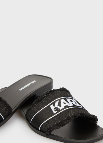 Черные шлепанцы Karl Lagerfeld с логотипом, с бахромой