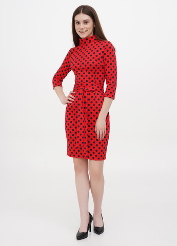Красное кэжуал платье футляр Laura Bettini в горошек