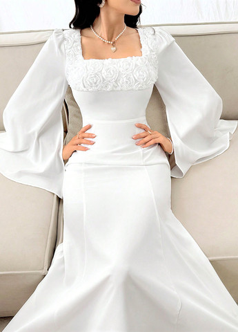 Білий святковий, вечірня сукня SHEIN однотонна