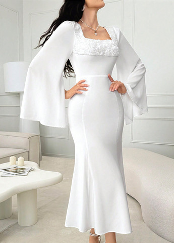 Білий святковий, вечірня сукня SHEIN однотонна