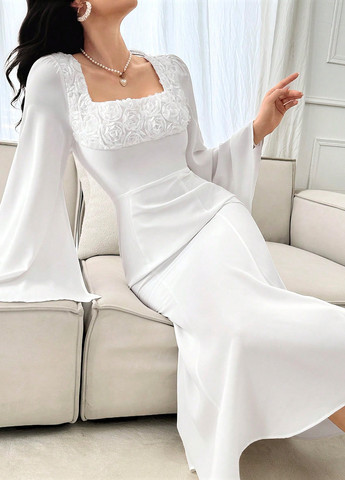 Білий святковий, вечірня сукня SHEIN однотонна