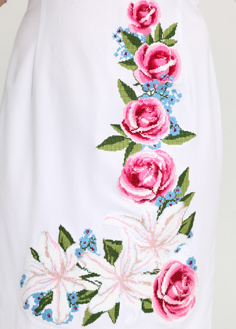 Білий кежуал платье УкрМода з квітковим принтом