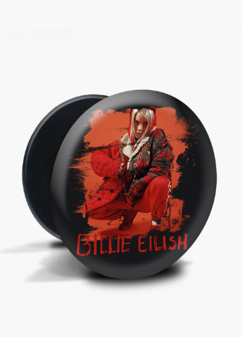 Попсокет (Popsockets) тримач для смартфону Біллі Айлиш (Billie Eilish) (8754-1214) Чорний MobiPrint (216748430)