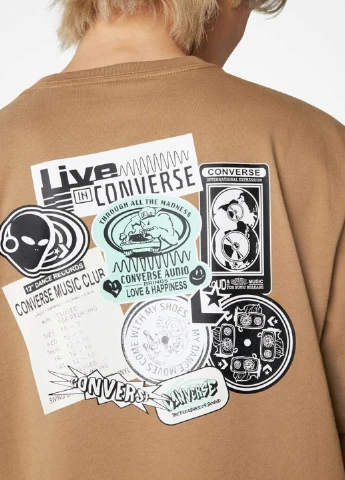 Светло-коричневая футболка 10023793-260 Converse LIVE TEE