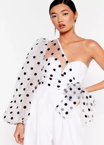Комбинезон Nasty Gal горошек белый кэжуал