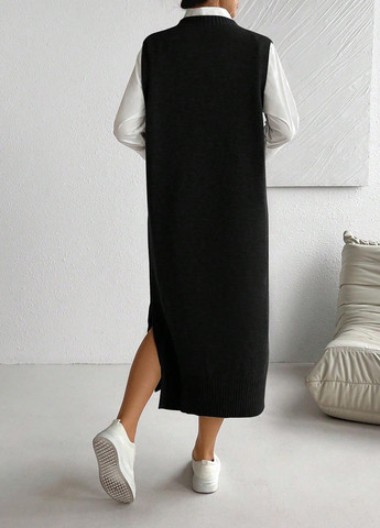 Чорна кежуал сукня оверсайз SHEIN однотонна