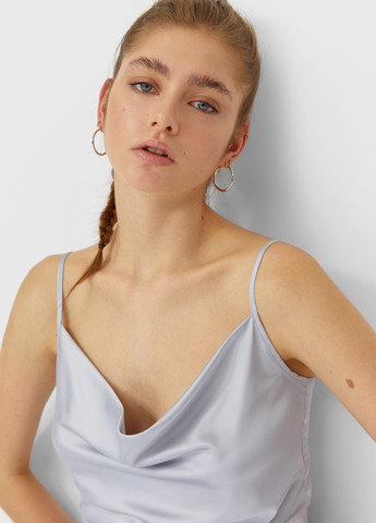 Светло-серое кэжуал платье Stradivarius однотонное