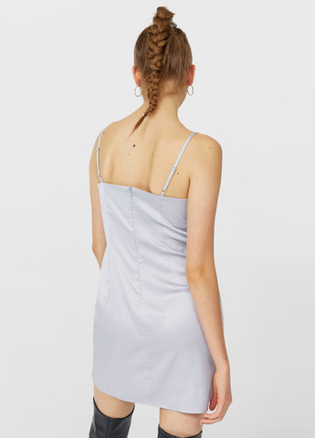 Светло-серое кэжуал платье Stradivarius однотонное