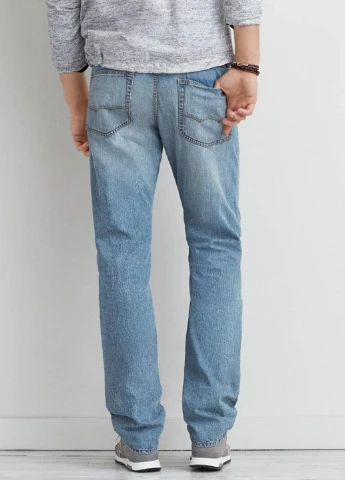 Голубые демисезонные прямые джинсы American Eagle