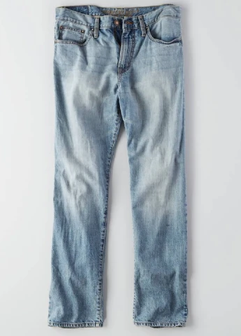 Голубые демисезонные прямые джинсы American Eagle