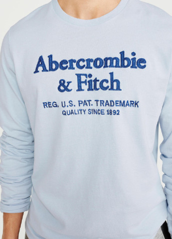 Голубой демисезонный кэжуал лонгслив Abercrombie & Fitch с надписями