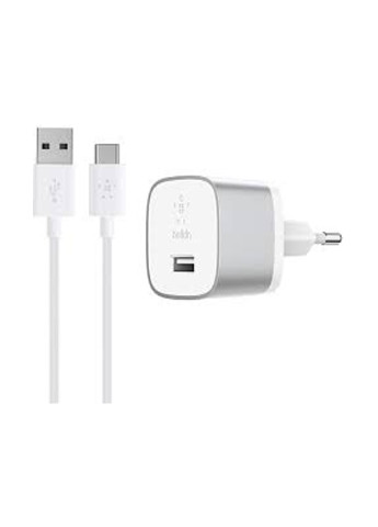 Сетевое ЗУ Belkin USB-3.0 Quick Charge™ with USB-A to USB-C™ Cable 1.2m, 18W, Silver (F7U034VF04-SLV) серебристое