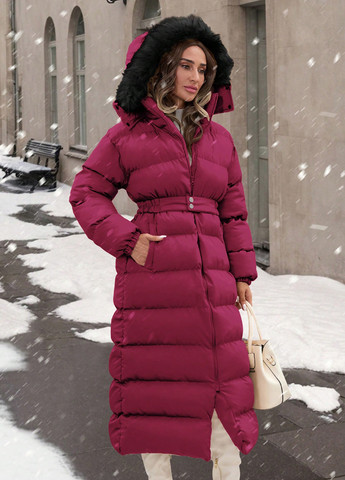 Вишневая зимняя куртка куртка-пальто SHEIN